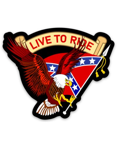 Live To Ride Confederate Eagle die cut magnet